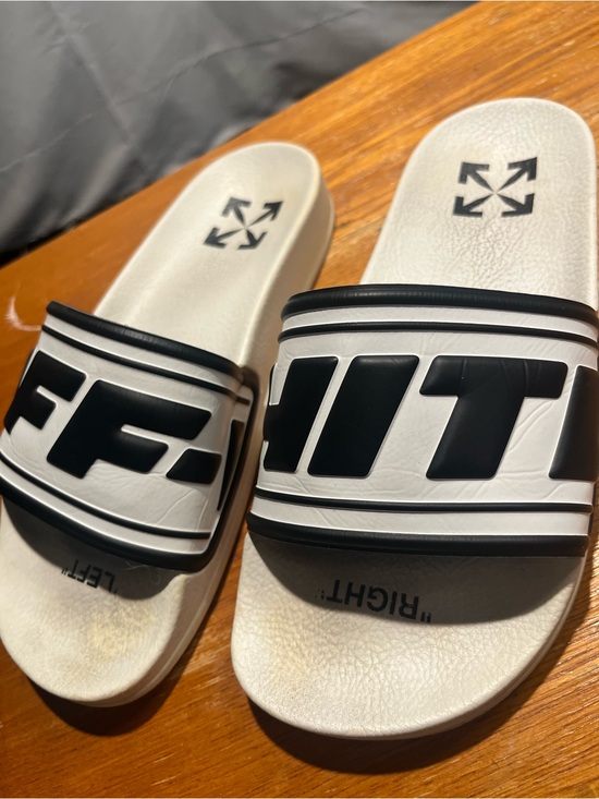 OFFWHITE Men’s Logo Pool White & Black Faux leather upper w/ rubber sole Slider main image 7